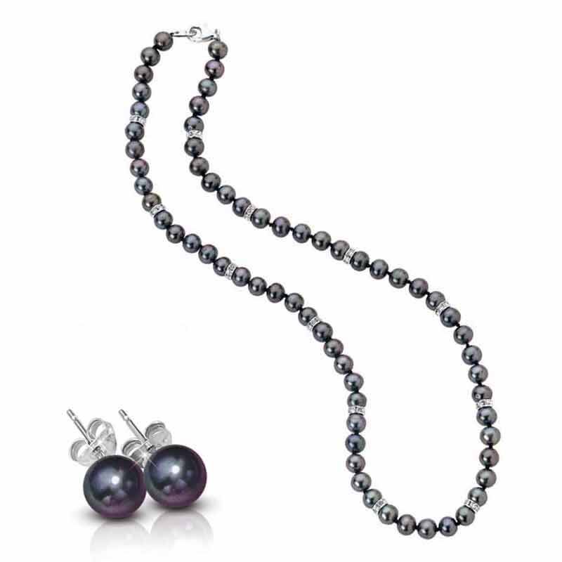 Midnight Spell Black Pearl Necklace with FREE Matching Earrings