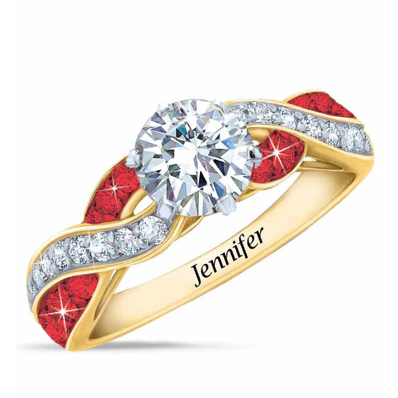 Birthstone Swirl Personalized Ring
