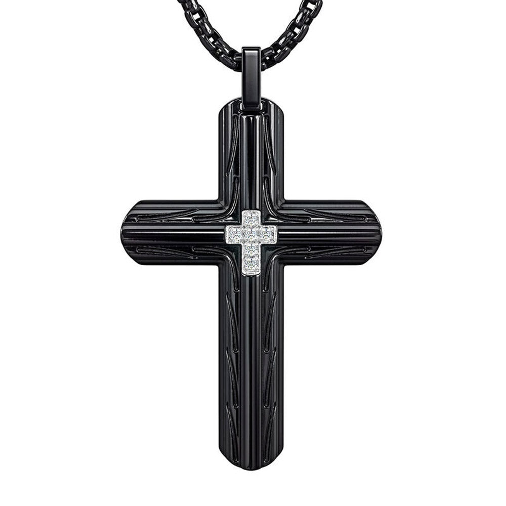 Black Ice Diamond Cross Pendant