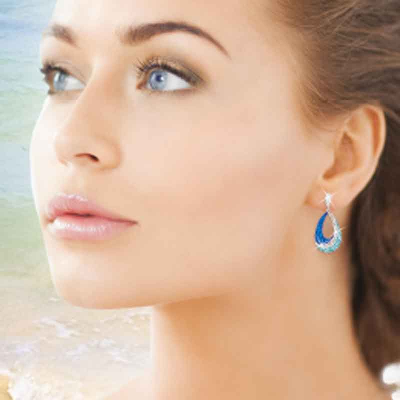Blue Wave Crystal Earrings