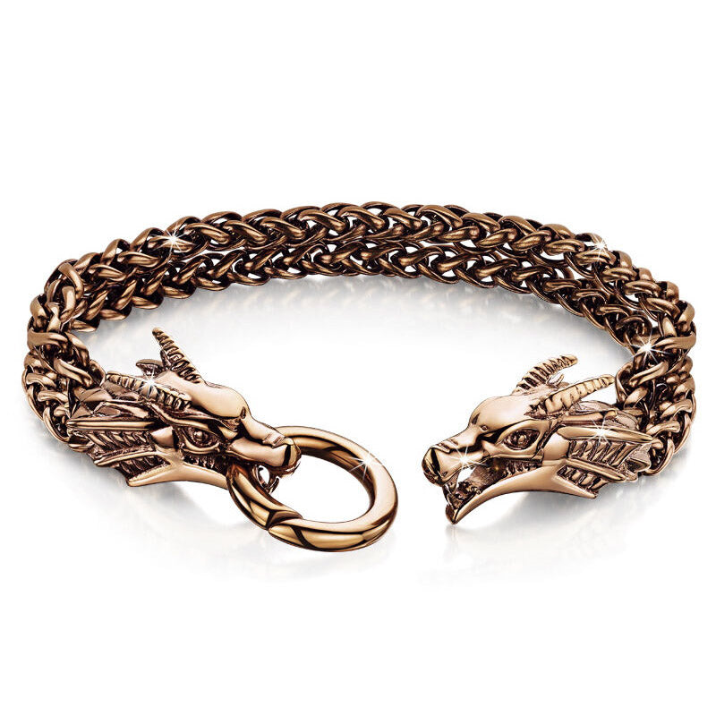 Men's Steel & Copper Dragon Bracelet