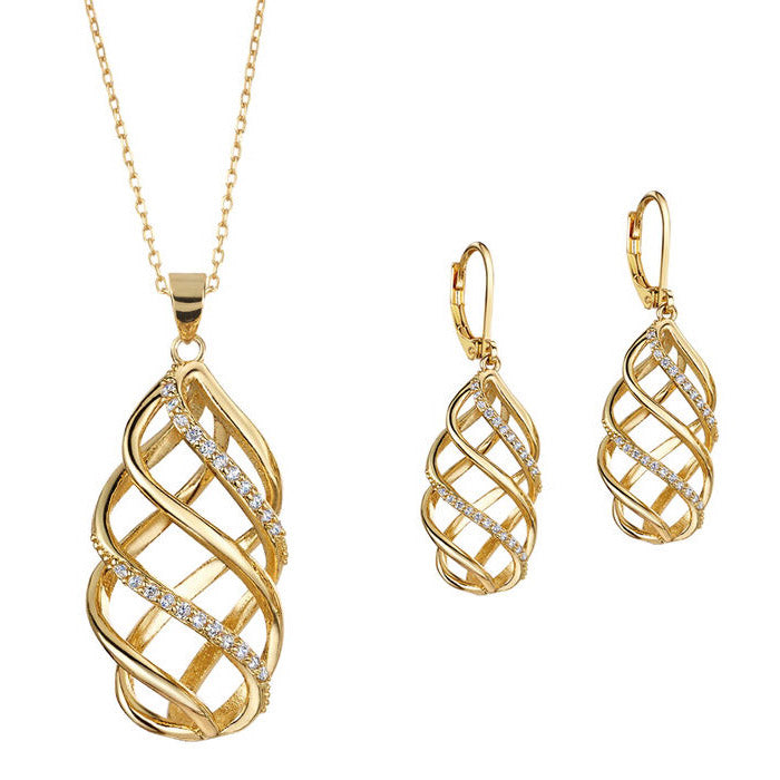 Sparkling Twirl Earrings & Necklace Set