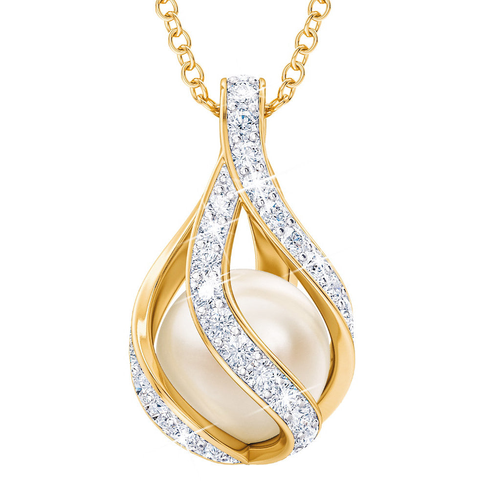 Love's Embrace Pearl & Diamond Necklace